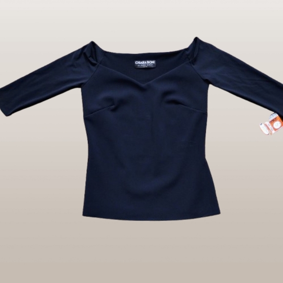 New Chiara Boni Black Fitted Top Made in Italy | Size Small - Picture 3 of 6